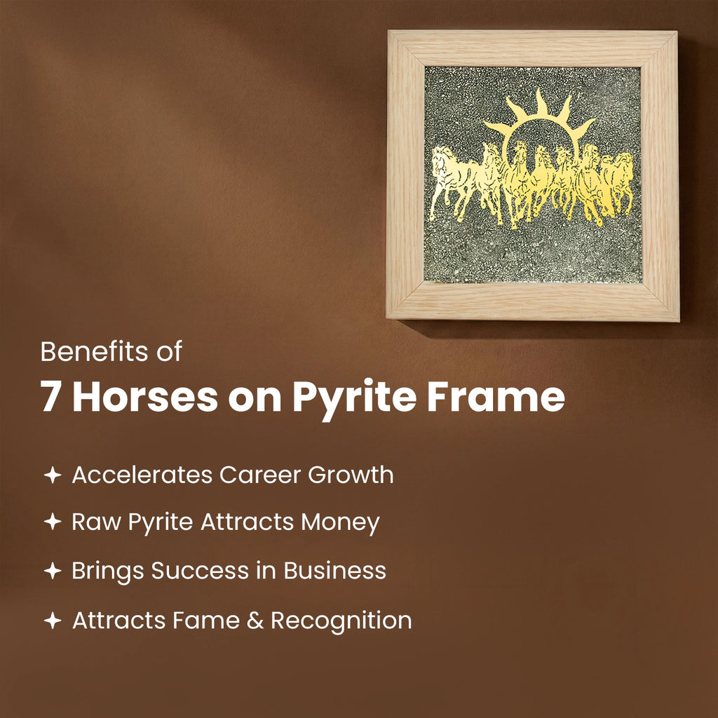 7 Horses on Raw Pyrite Frame (Beige)