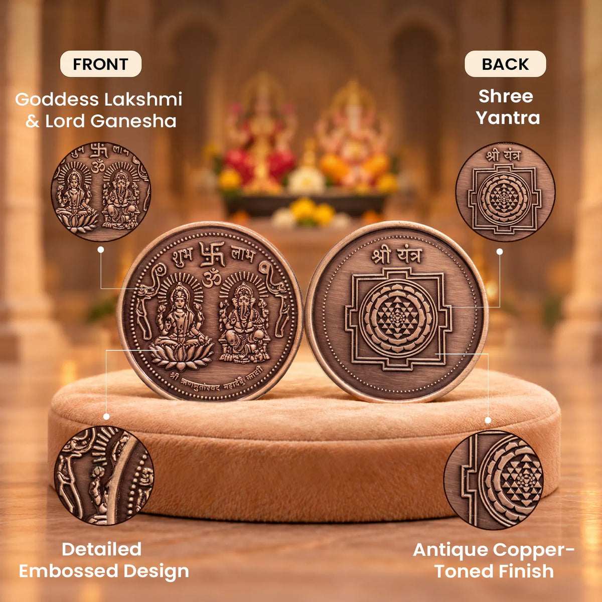 Kashi Rinmukteshwar Siddh Laxmi Ganesh Copper Coin