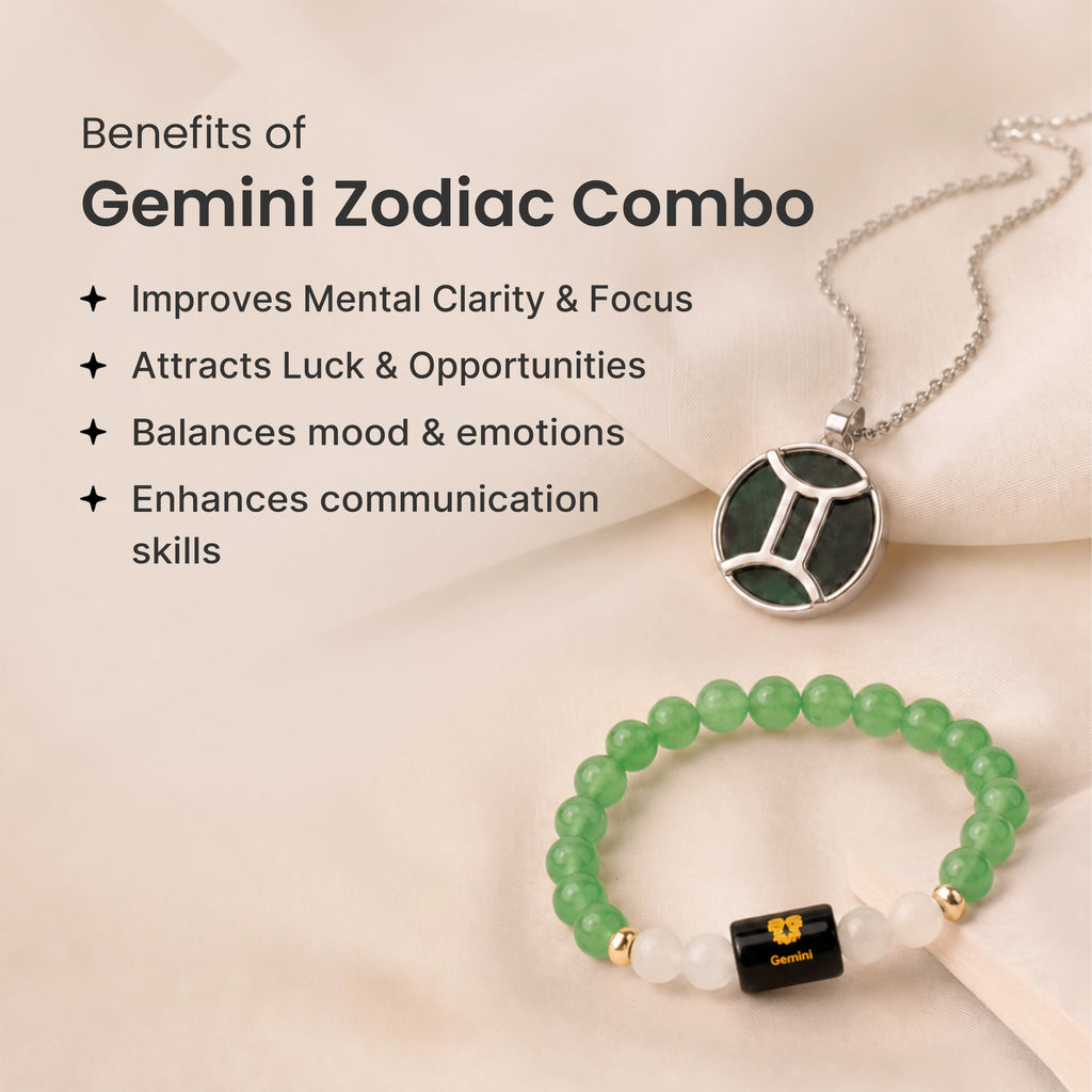 Gemini Zodiac Bracelet with Pendant & Free Selenite Plate