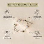 Gemini Zodiac Constellation Bracelet with Free Raw Selenite Plate