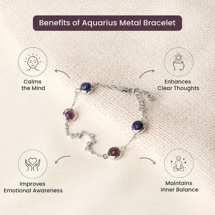 Kashi Rinmukteshwar Siddh Aquarius Zodiac Constellation Bracelet with Free Raw Selenite Plate