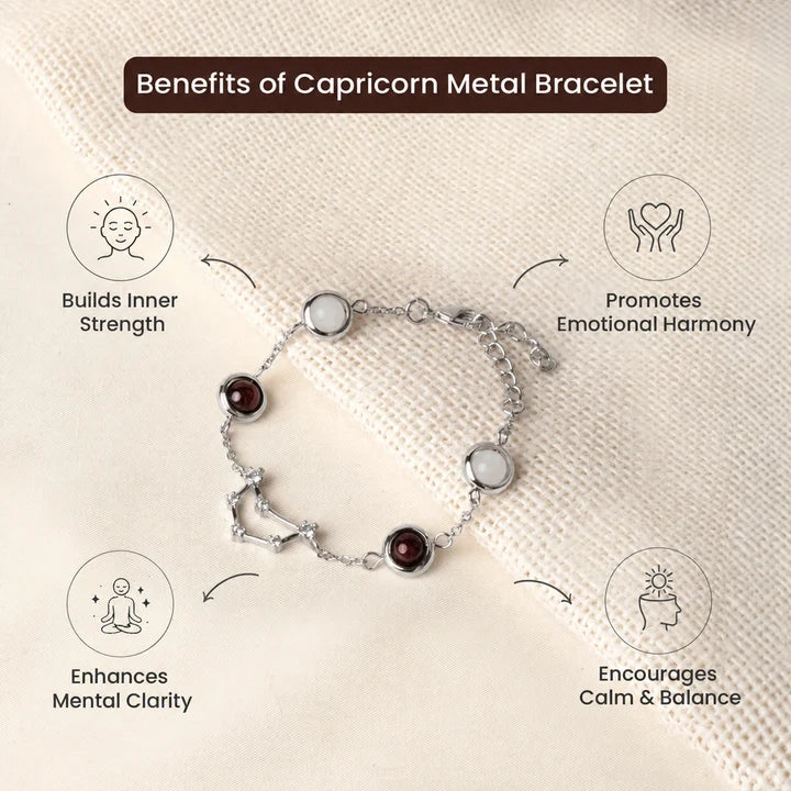 Kashi Rinmukteshwar Siddh Capricorn Zodiac Constellation Bracelet with Free Raw Selenite Plate