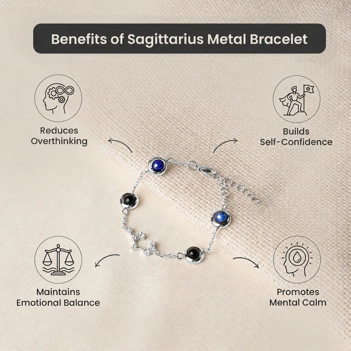 Kashi Rinmukteshwar Siddh Sagittarius Zodiac Constellation Bracelet with Free Raw Selenite Plate