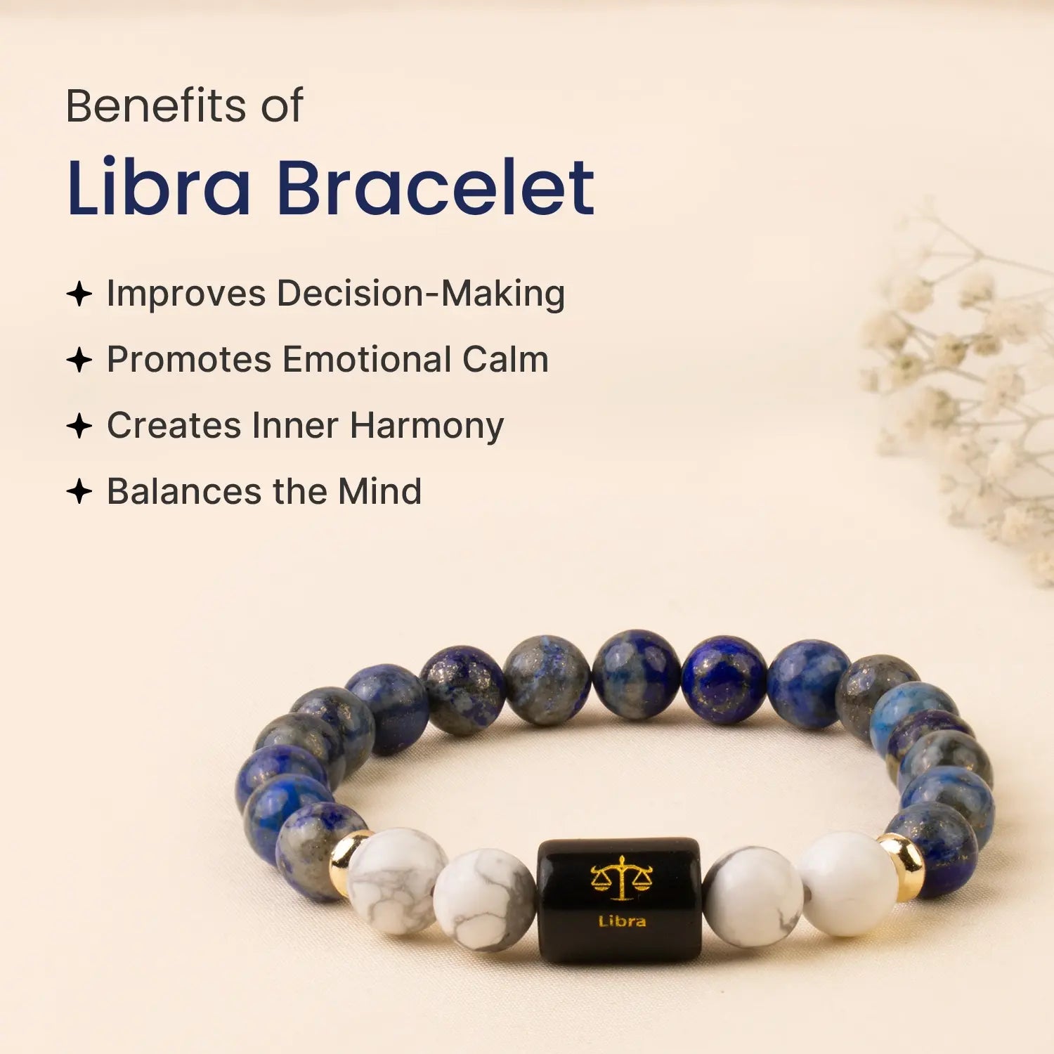 Libra Zodiac LapisLazuli & Howlite Bracelet