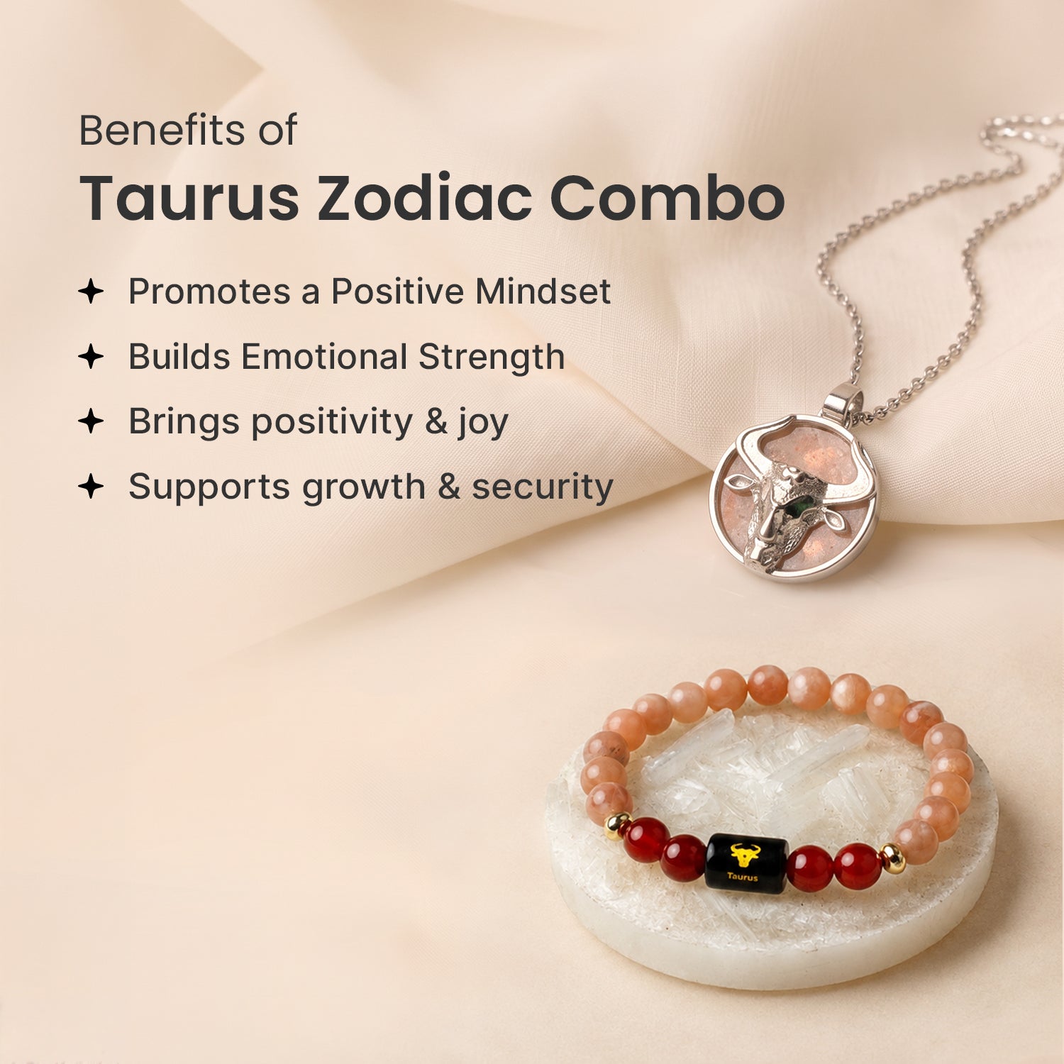 Taurus Zodiac Bracelet with Pendant & Free Selenite Plate