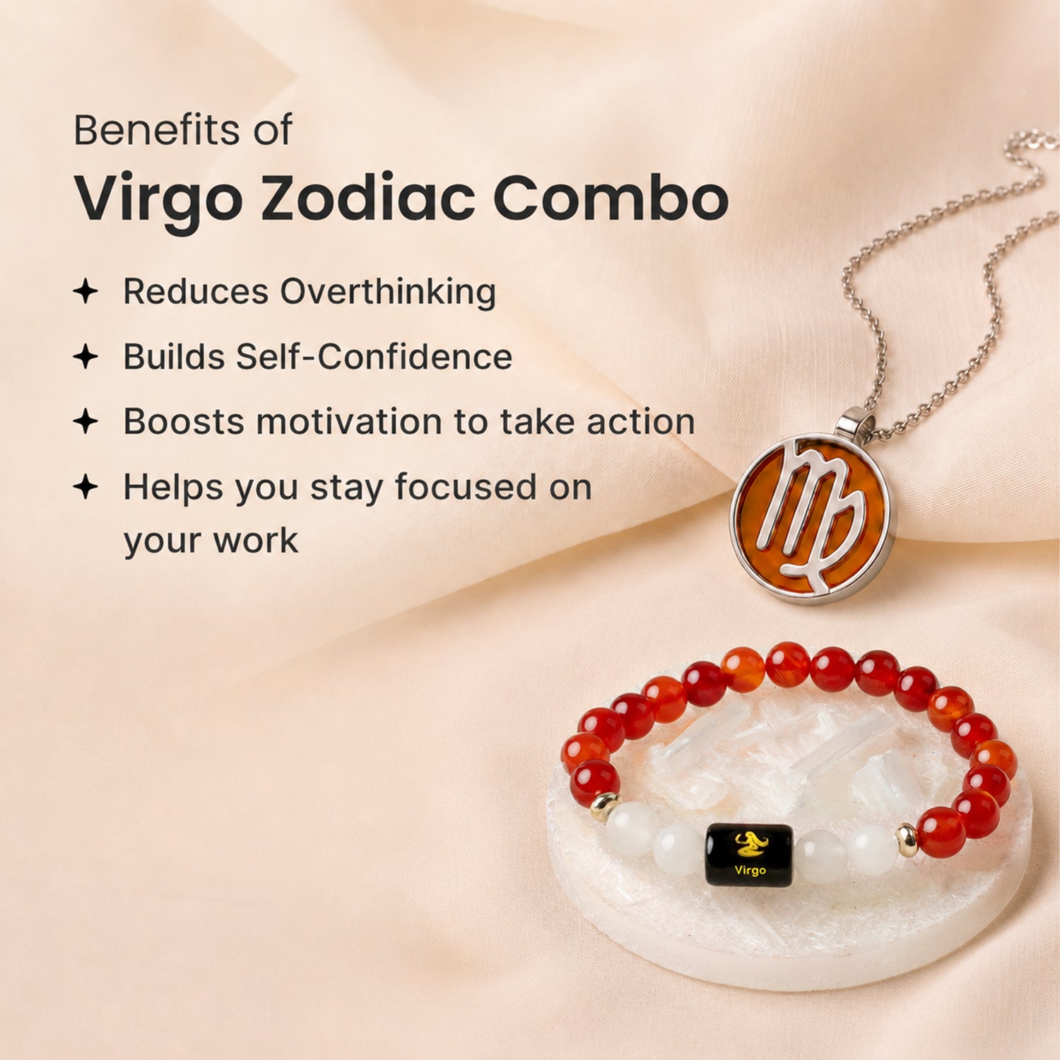 Virgo Zodiac Bracelet with Pendant & Free Selenite Plate