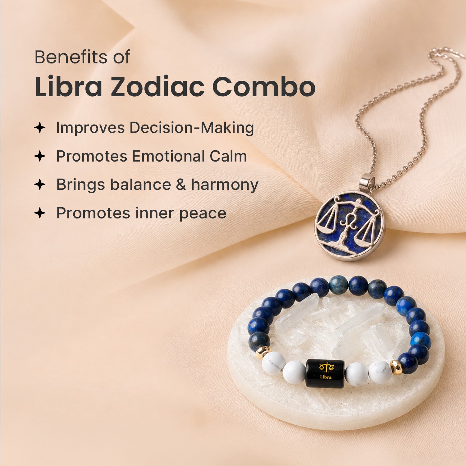 Libra Zodiac Bracelet with Pendant & Free Selenite Plate