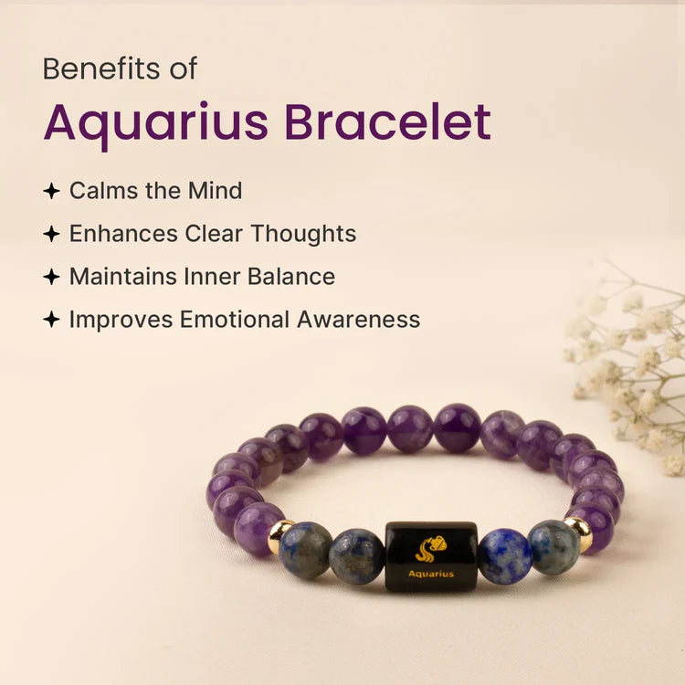 Aquarius Zodiac Amethyst & Lapis Lazuli Bracelet