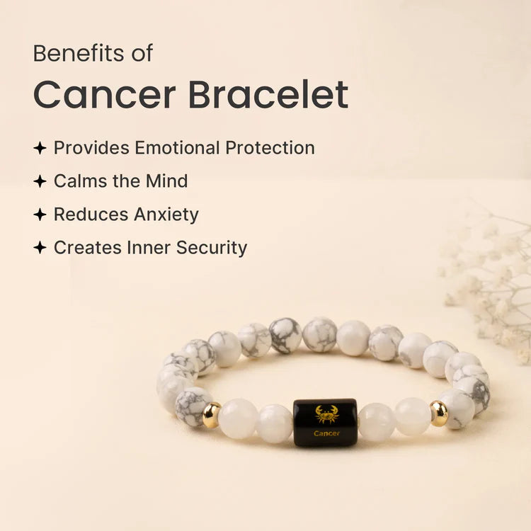 Cancer Zodiac Howlite & Milky Quartz Bracelet