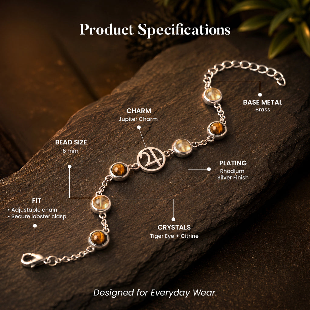 Psychic Number 3 Jupiter Crystal Bracelet with FREE Raw Selenite Plate