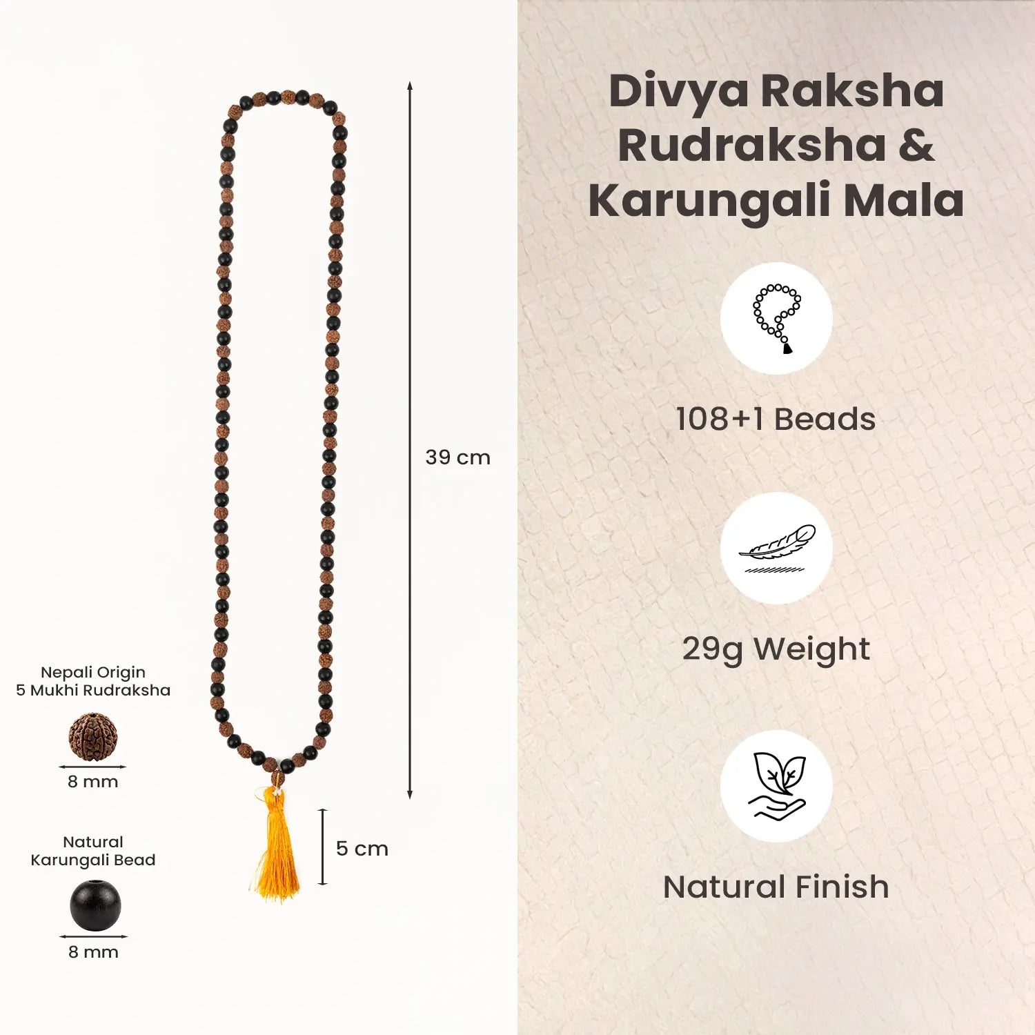 Divya Raksha Rudraksha & Karungali Mala ||  8mm - 108+1 Beads