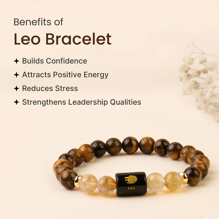Leo Zodiac Tiger Eye & Citrine Bracelet