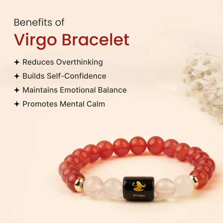 Virgo Zodiac Carnelian & Milky Quartz Bracelet