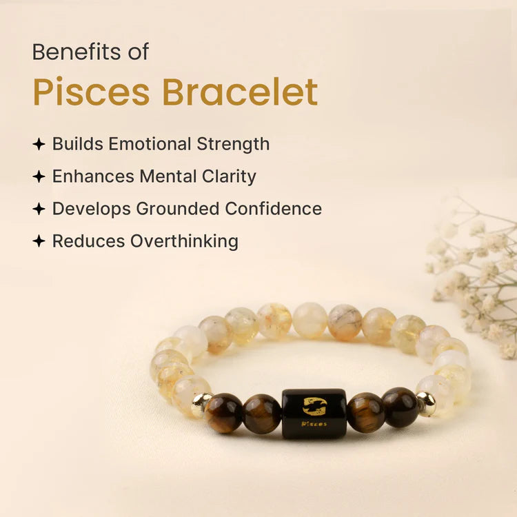 Pisces Zodiac Citrine & Tiger Eye Bracelet