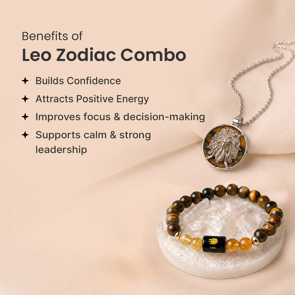 Leo Zodiac Bracelet with Pendant & Free Selenite Plate