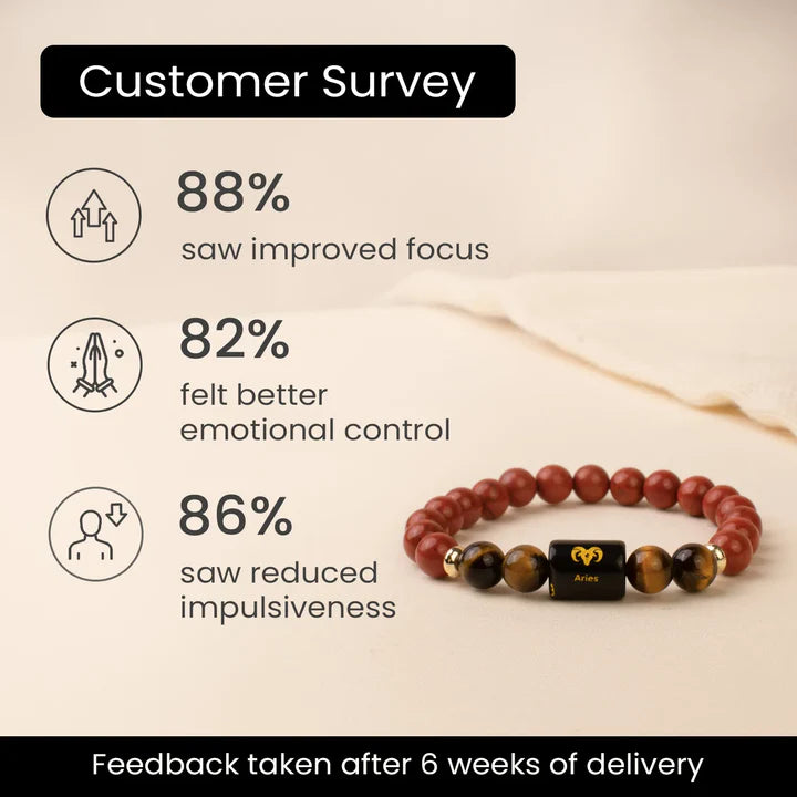 Aries Zodiac Red Jasper & Tiger Eye Bracelet