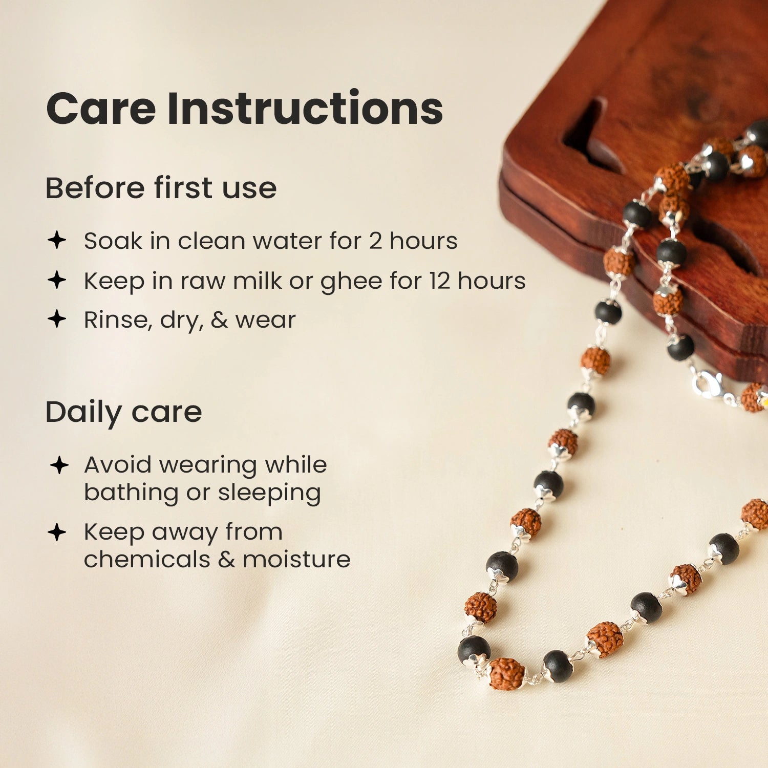 Divya Raksha Rudraksha & Karungali Mala with Silver Capping