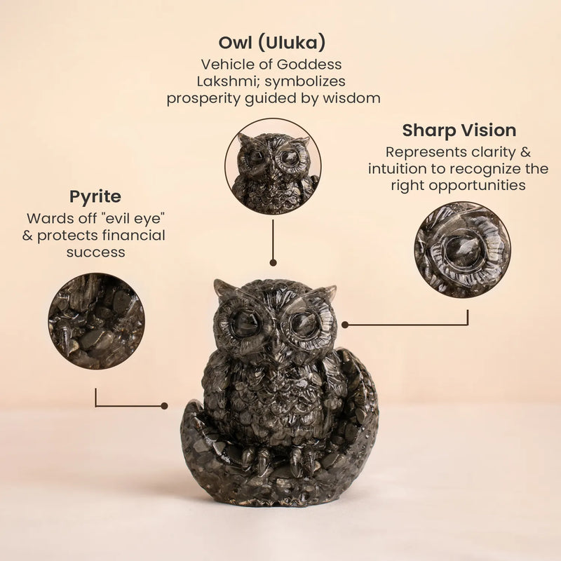 Pyrite Owl : Symbol of Goddess Lakshmi ( Deity of Wealth )