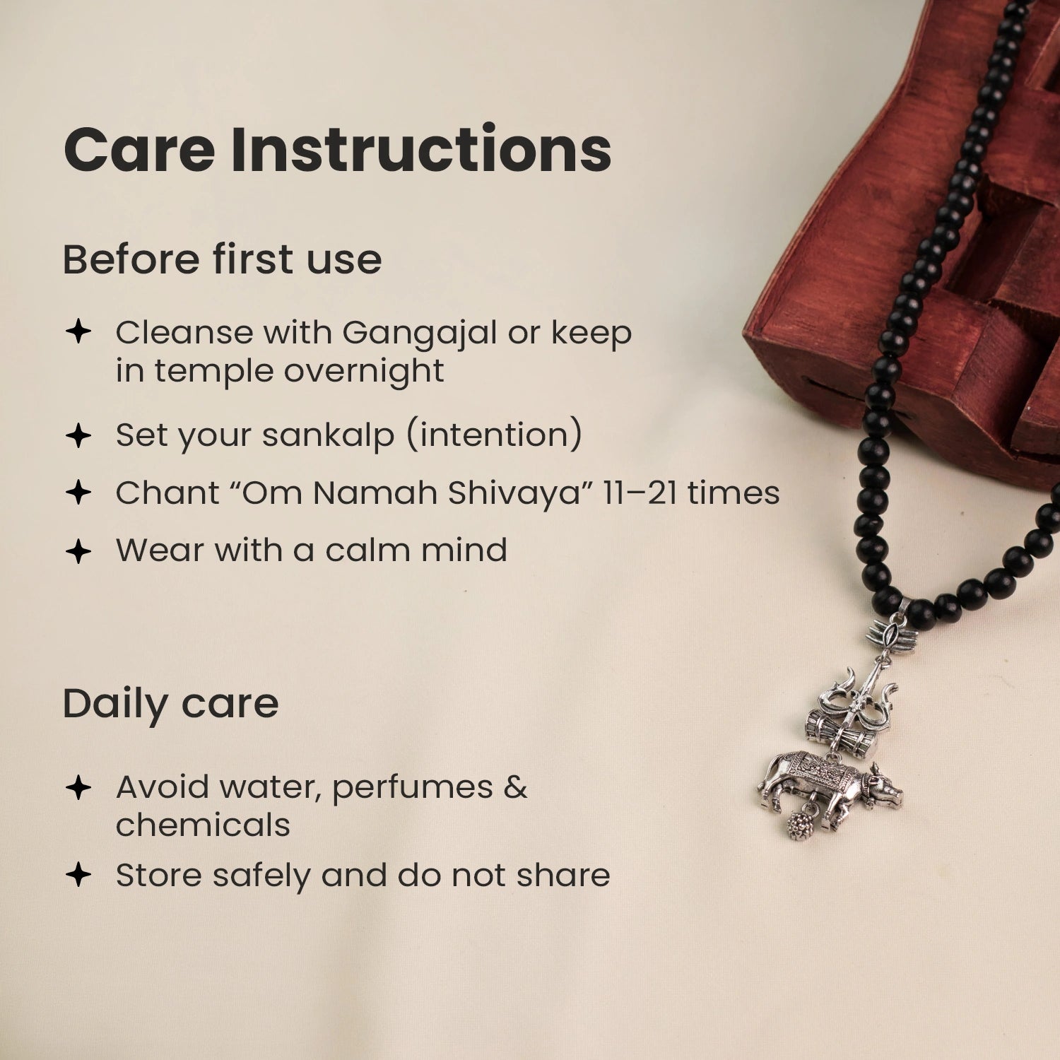 Karungali Mala with Shiv Trishul Nandi Pendant