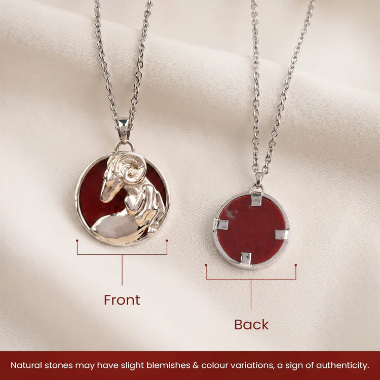 Aries Pendant (मेष राशि) with Red Jasper Stone