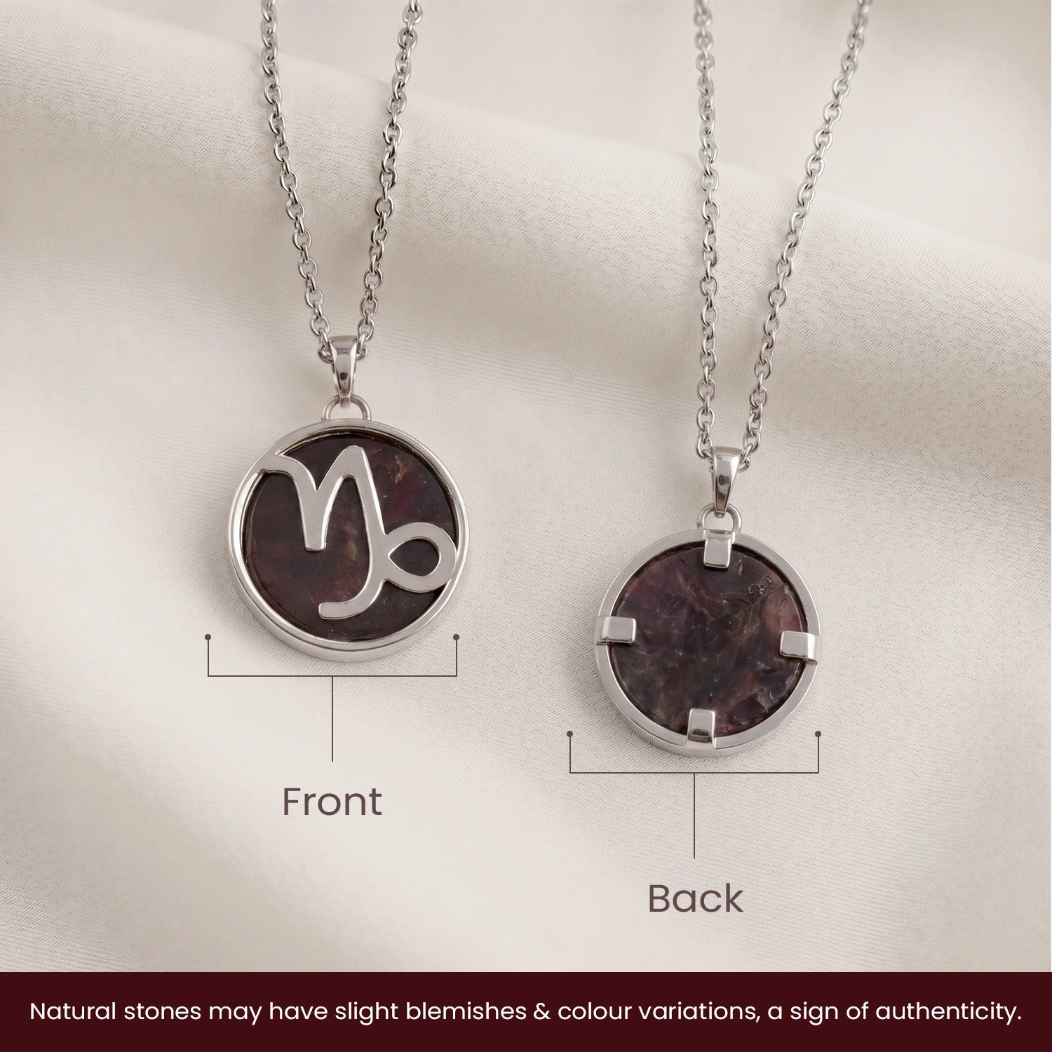Capricorn Pendant (मकर राशि) with Garnet