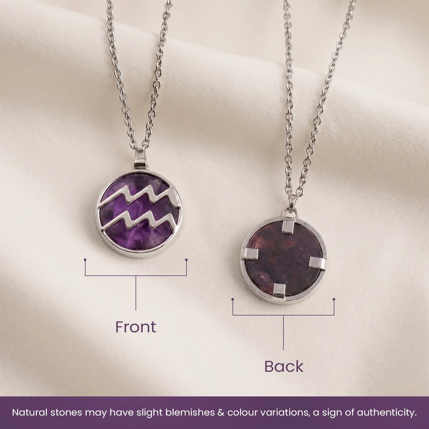 Aquarius Pendant (कुंभ राशि) with Amethyst