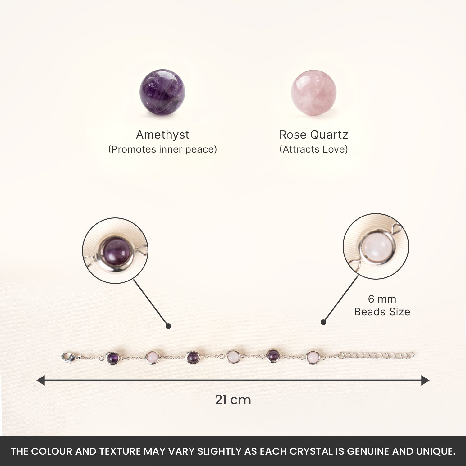 Rose Quartz & Amethyst Metal Bracelet