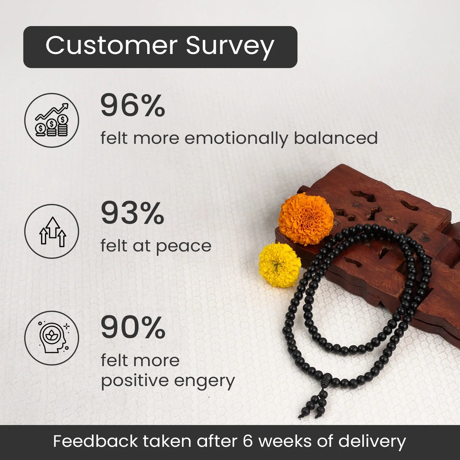 Karungali Malai 8mm Stretchable - 108+1 Beads (Original Ebony Wood)