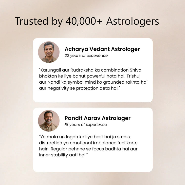 Shiv Raksha Karungali Rudraksha Mala with Trishul Nandi Pendant