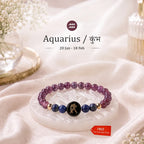Kashi Rinmukteshwar Siddh Aquarius Zodiac Bracelet for Women with Free Raw Selenite Plate