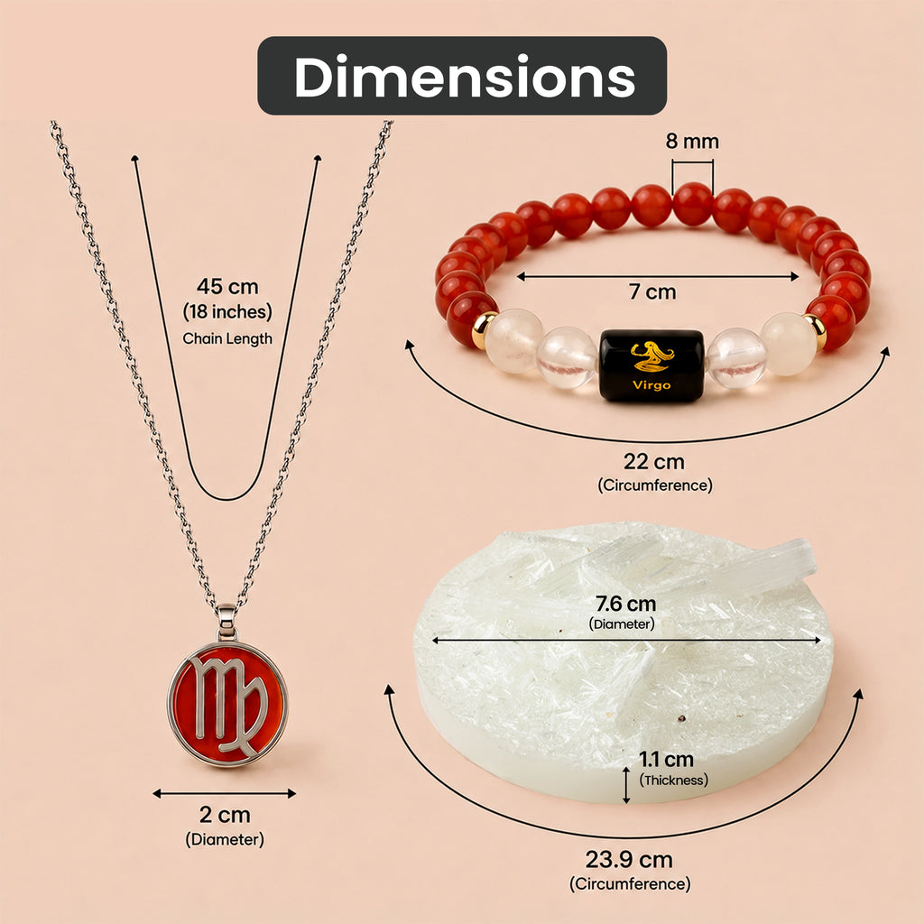 Virgo Zodiac Bracelet with Pendant & Free Selenite Plate