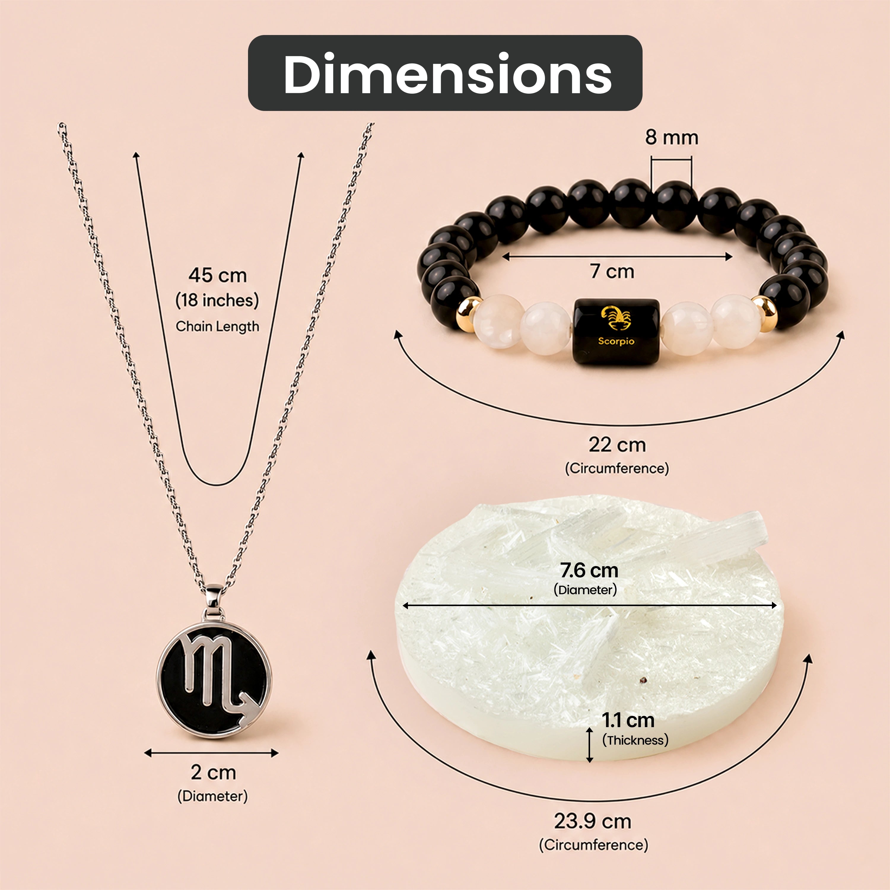 Scorpio Zodiac Bracelet with Pendant & Free Selenite Plate