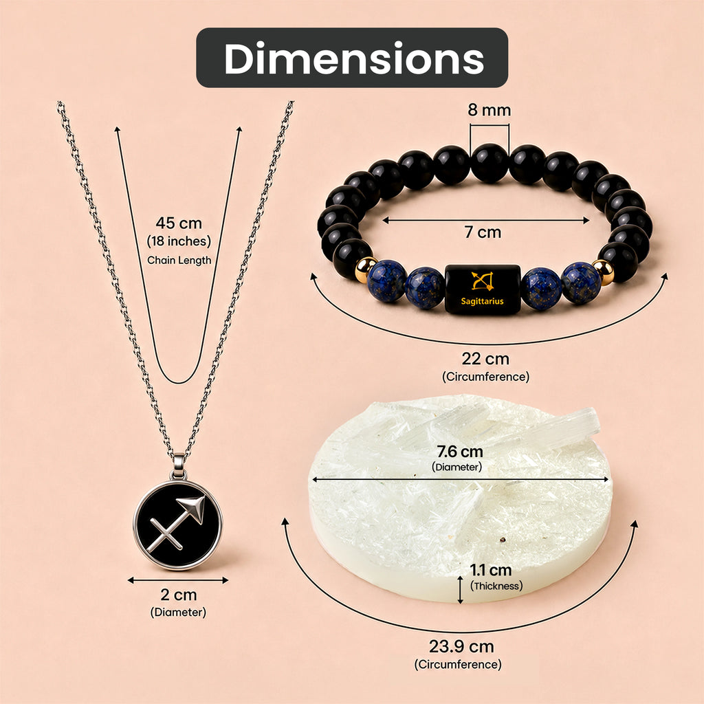 Sagittarius Zodiac Bracelet with Pendant & Free Selenite Plate