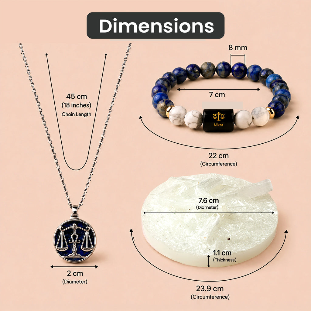 Libra Zodiac Bracelet with Pendant & Free Selenite Plate
