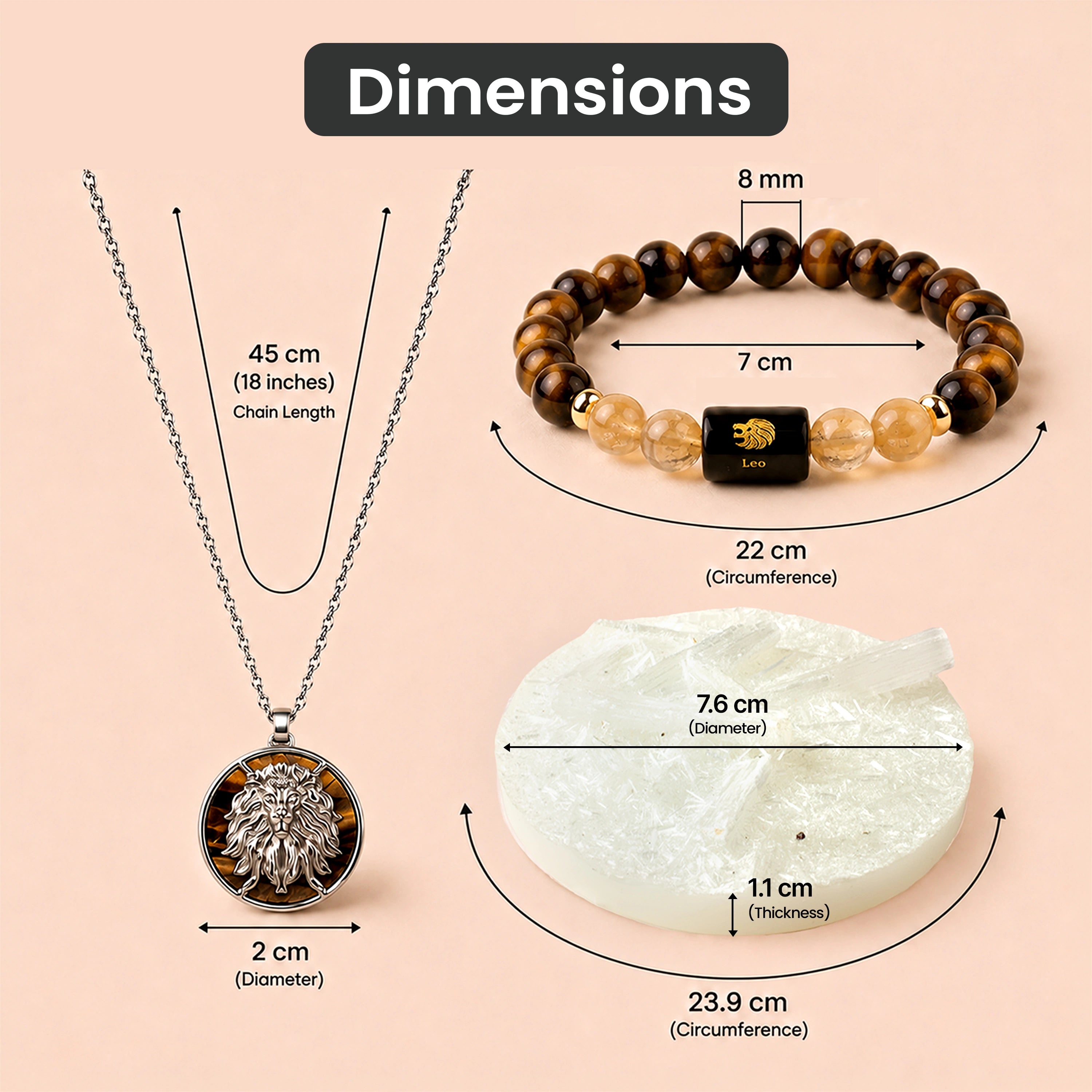 Leo Zodiac Bracelet with Pendant & Free Selenite Plate
