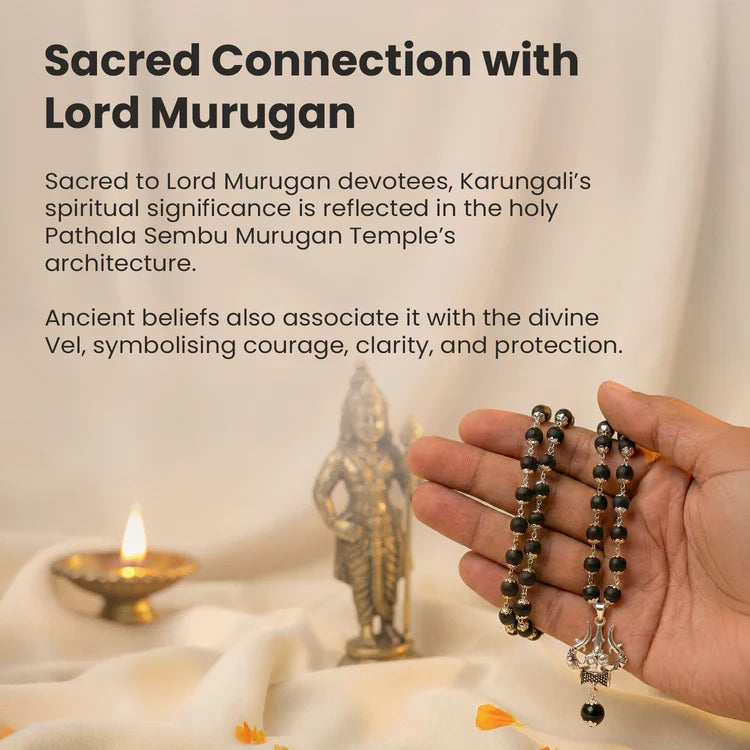 Karungali Mala with Om Shiva Trishul Pendant