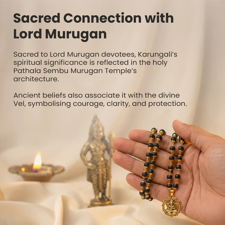 Gold-Plated Karungali Mala with Hanuman Kavach Pendant
