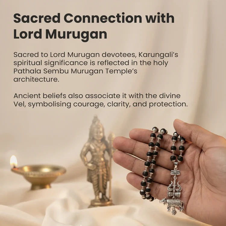 Shiv Raksha Karungali Mala with Trishul Nandi Pendant