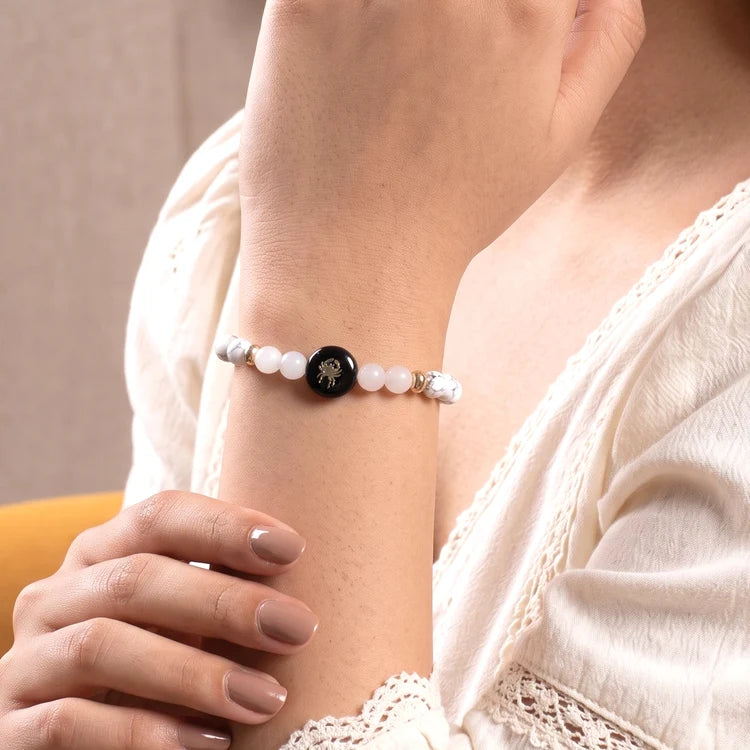 Kashi Rinmukteshwar Siddh Cancer Zodiac Bracelet for Women with Free Raw Selenite Plate