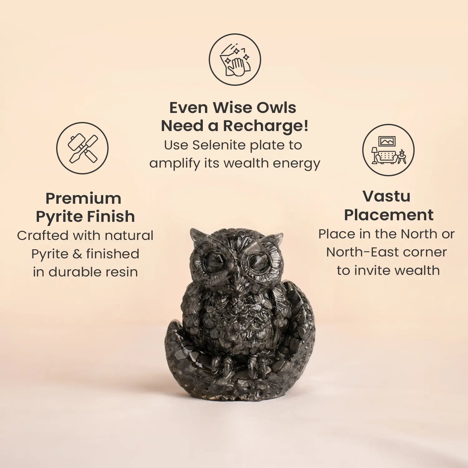 Pyrite Owl : Symbol of Goddess Lakshmi ( Deity of Wealth )