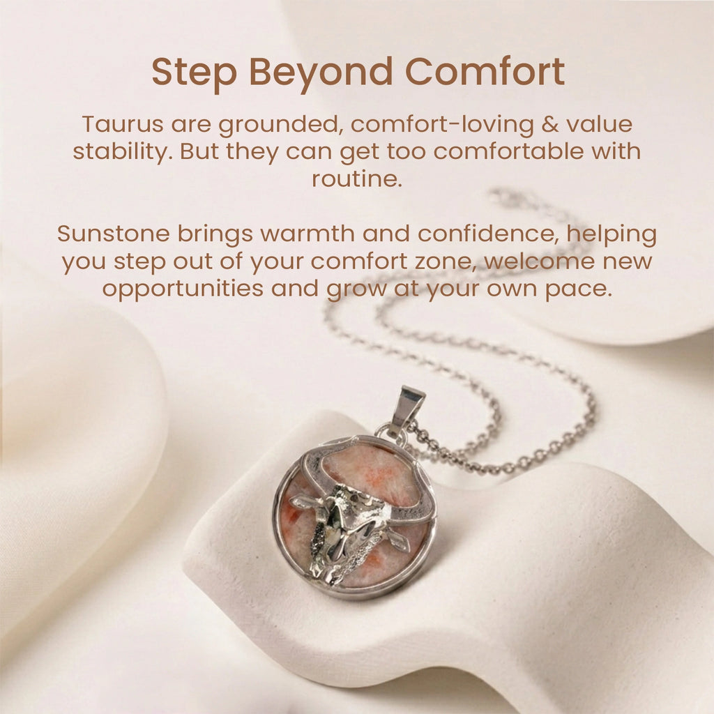Taurus Pendant (वृषभ राशि) with Sunstone