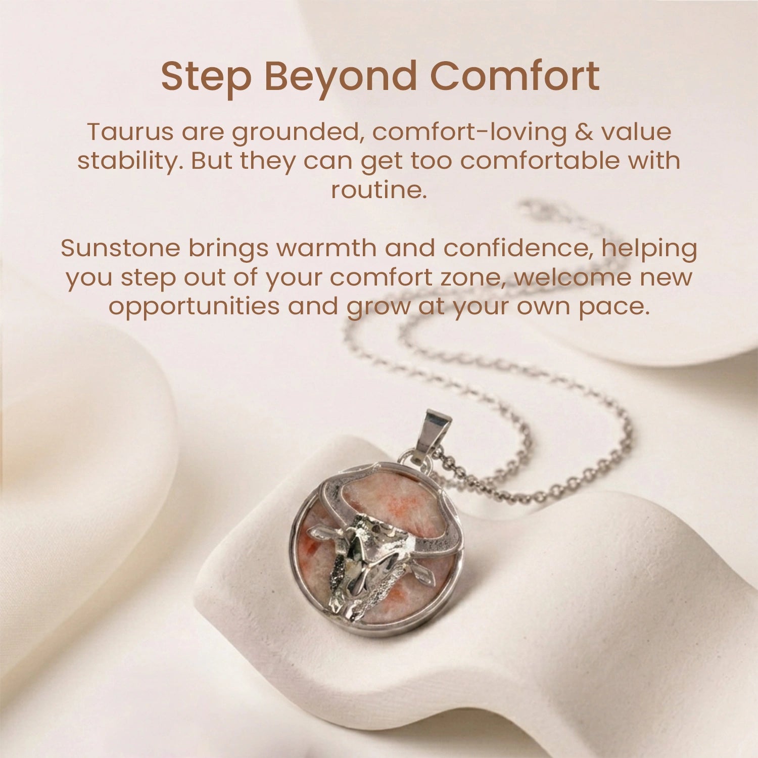 Taurus Pendant (वृषभ राशि) with Sunstone