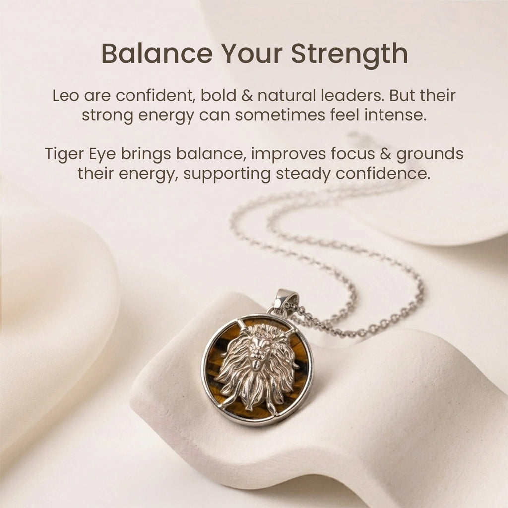 Leo Pendant (सिंह राशि) with Tiger Eye