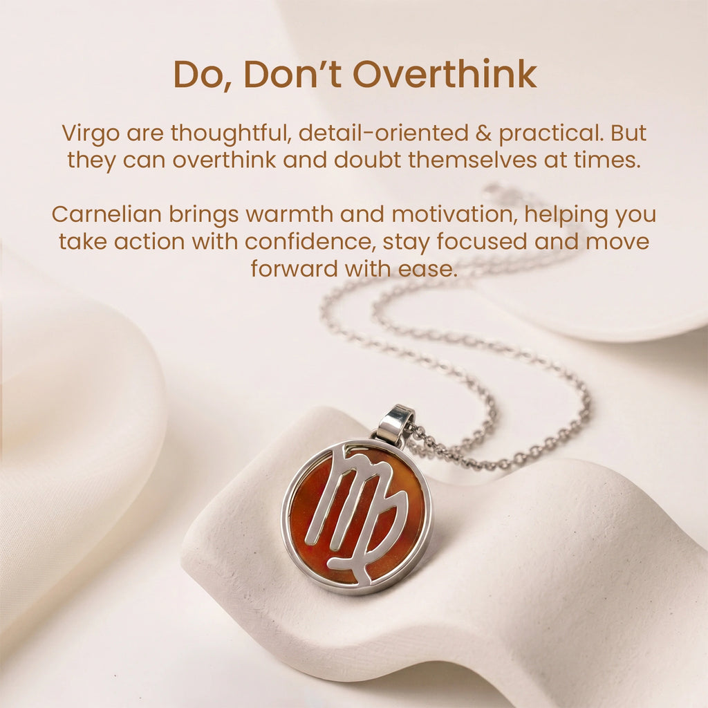 Virgo Pendant (कन्या राशि) with Carnelian