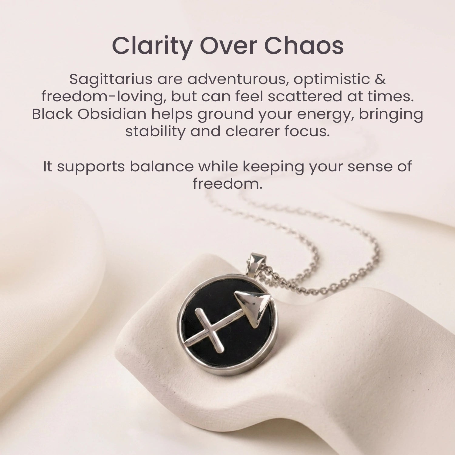 Sagittarius Pendant (धनु राशि) with Black Obsidian