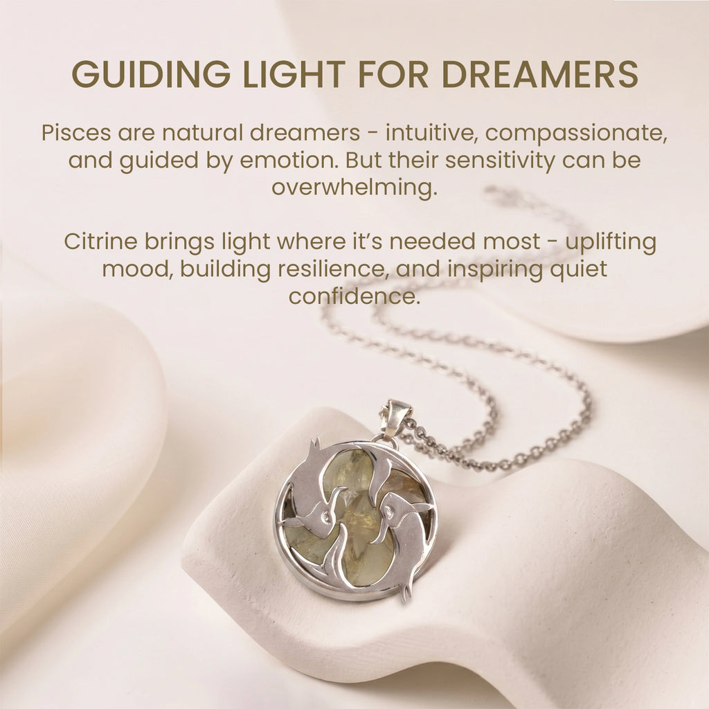 Pisces Pendant (मीन राशि) with Citrine
