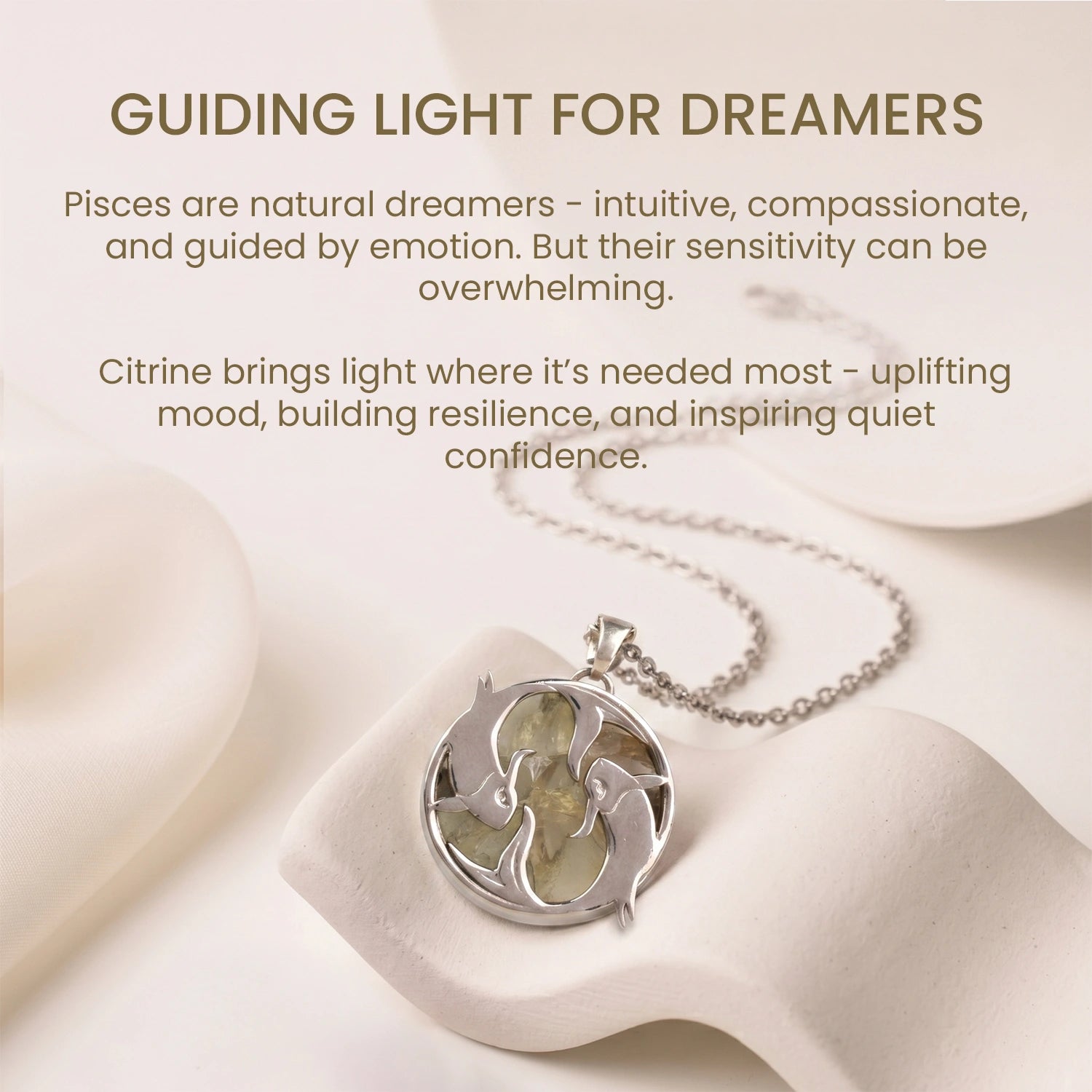 Pisces Pendant (मीन राशि) with Citrine