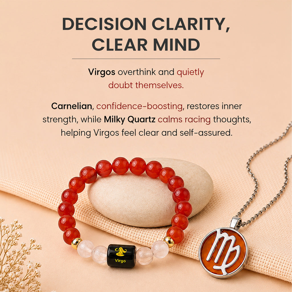 Virgo Zodiac Bracelet with Pendant & Free Selenite Plate