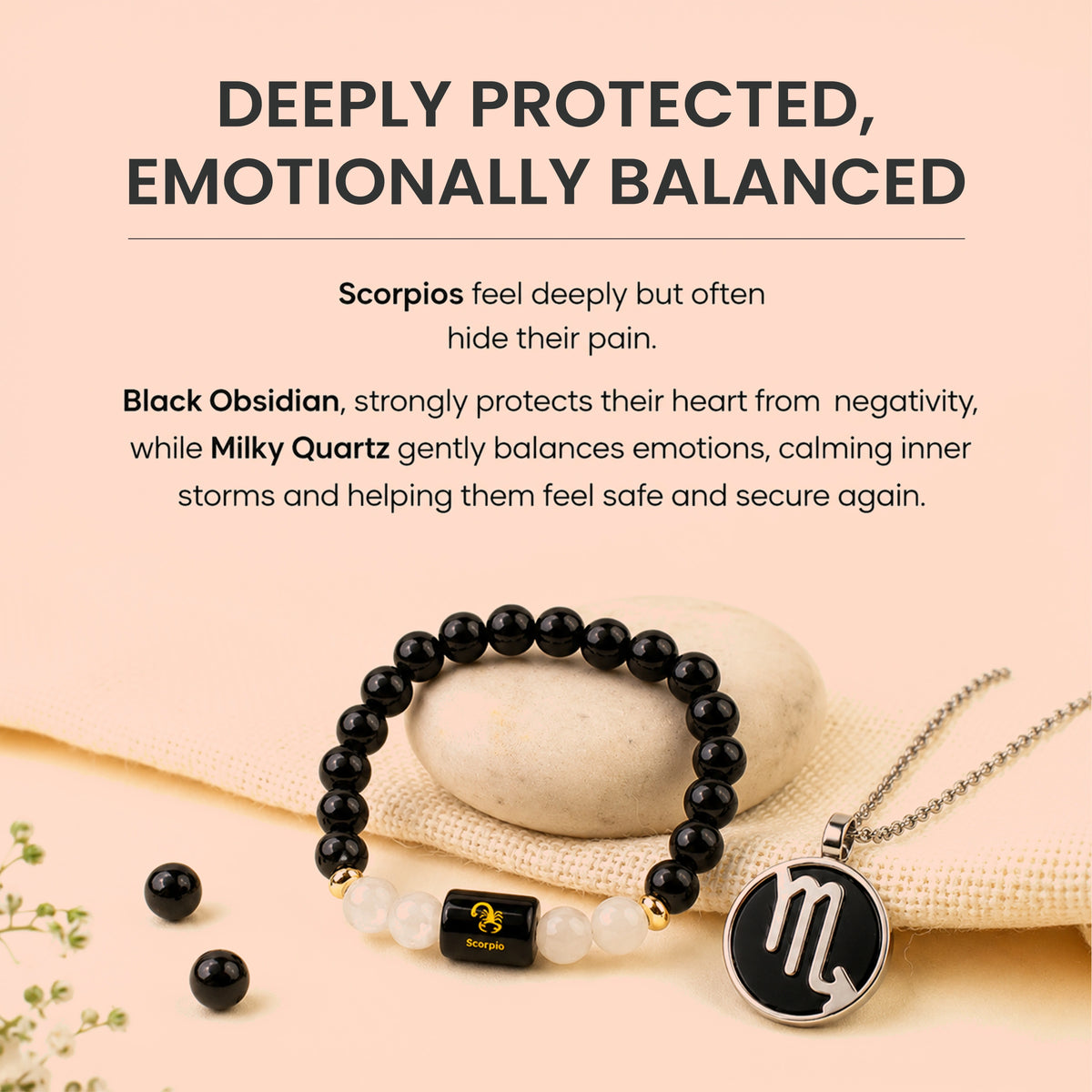 Scorpio Zodiac Bracelet with Pendant & Free Selenite Plate