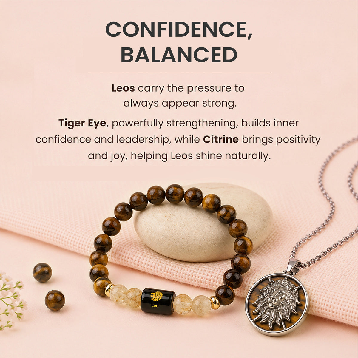 Leo Zodiac Bracelet with Pendant & Free Selenite Plate